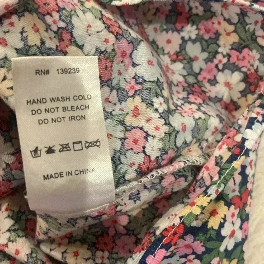 Pomander Place Floral Square Neck Blouse Pink Green Puff Sleeve Top Small - Picture 6 of 6